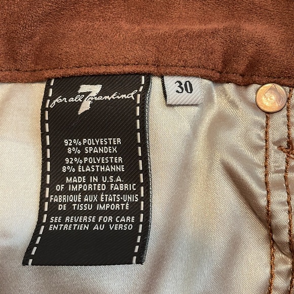 7 For All Mankind The Sueded Skinny Legging Pants, Stretch, Bohemian, Rust Color - Picture 9 of 9